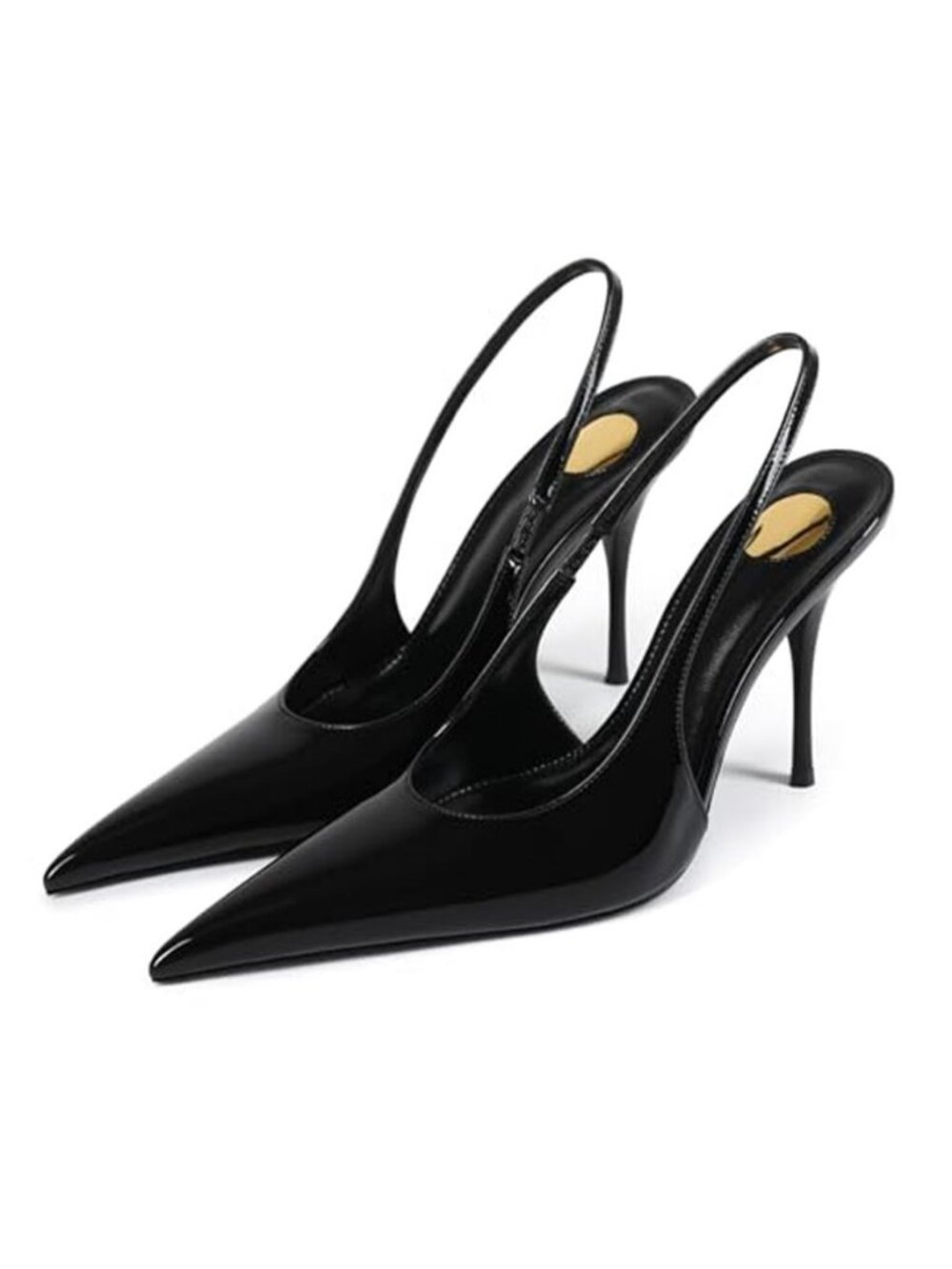Womens Slingback High Heel Pumps Pointed Toe Patent Leather Stiletto Heels